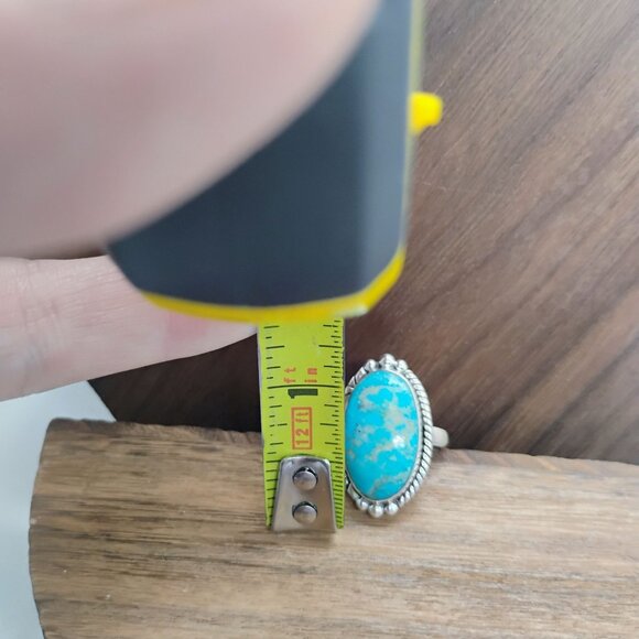 Southwest Sterling Silver Turquoise Ring w/Amazing Matrix Adjustable Size 7 - Picture 4 of 7